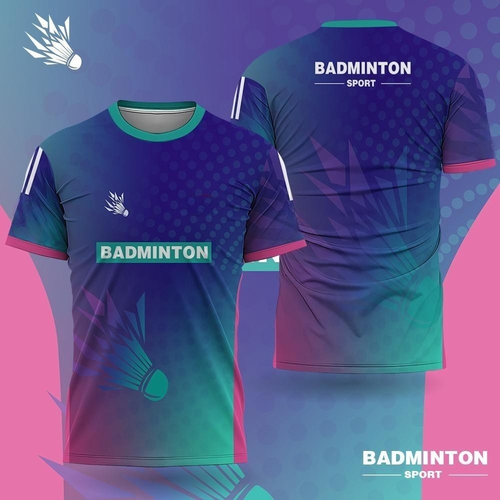 Badminton Jersey - Herren-Badminton-Kleidung, Farbverlauf, 3D-Druck, Badminton-T-Shirt, individueller Name